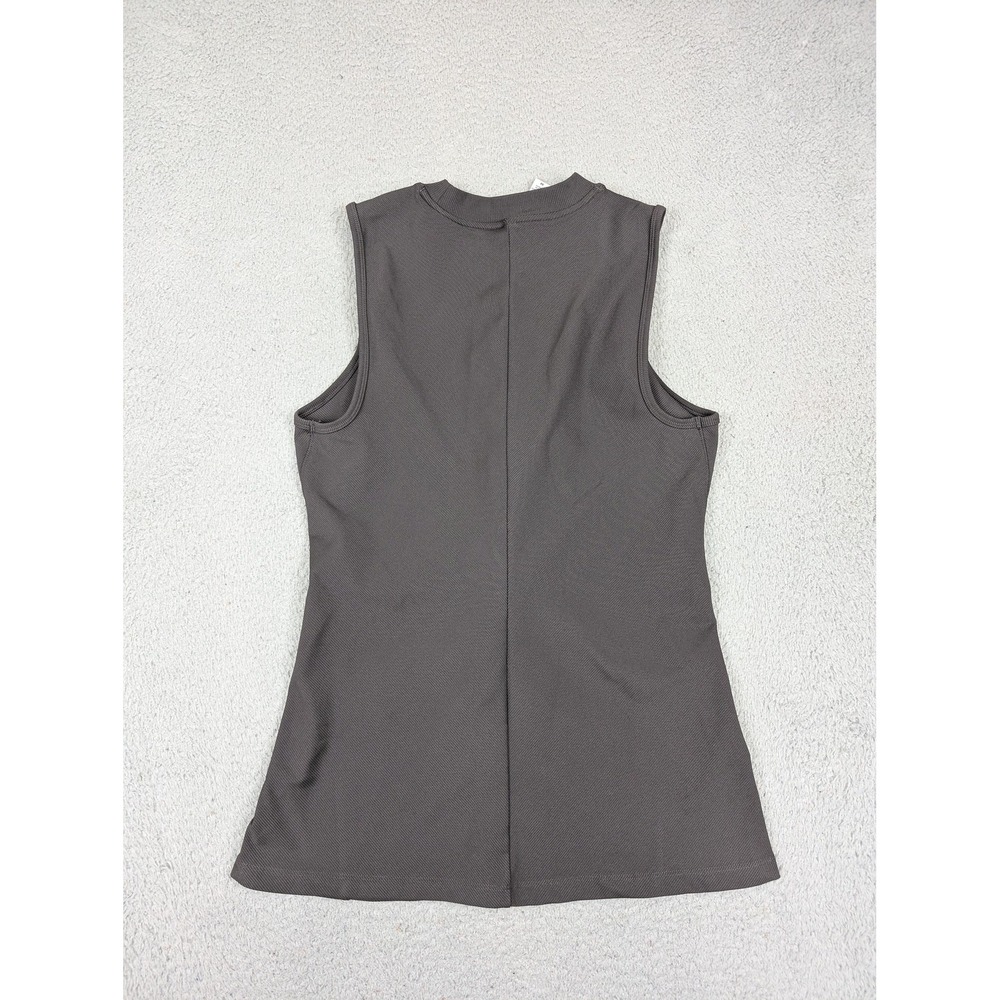 Athleta Tank Top Womens Medium Gray Sleeveless Mock Neck Side Ruched Yoga Active - Picture 5 of 8